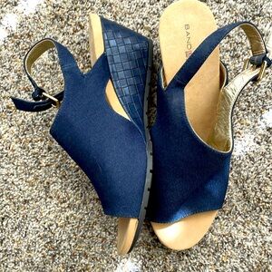 Navy blue wedge sandals